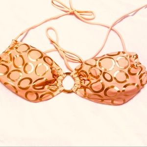 NWOT Victoria’s Secret Pink and Gold Bikini Top